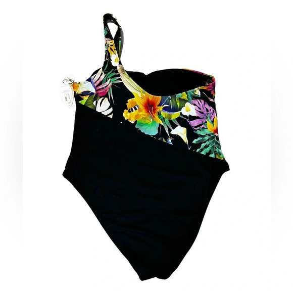 Mynah • Tropical One Shoulder 1 Piece Swimsuit - Picture 2 of 8